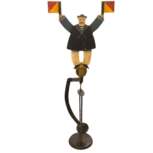 Signal Sailor Metal 23 In Folk Art Sculpture Home Decor Balance Toy Beach House -Measures about 22.5" tall x 9.25" x 4"...
