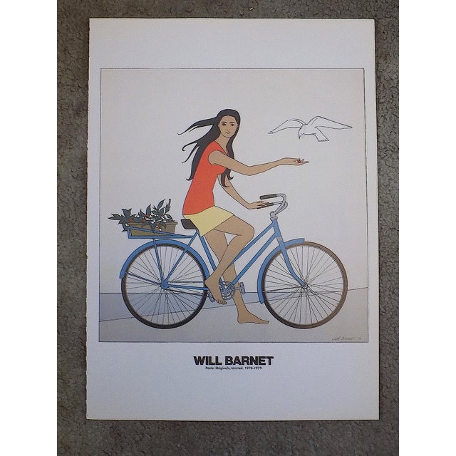 This vintage lithograph (offset) after the well listed U.S. artist Will Barnet (NY 1911-2012) depicts a young woman on a...