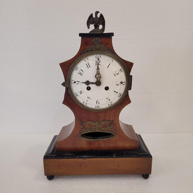 Biedermeier Mantel Clock in Wood with Double Chime, Germany, 1840 For Sale - Image 4 of 18