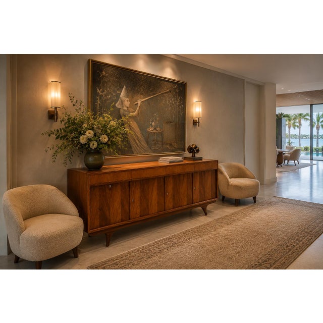Wood Brazilian Modern Four-Door, Four-Drawer Caviúna Credenza With Drop-Front Bar, 1950s, Brazil For Sale - Image 7 of 18