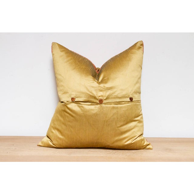 Golden Poppy Festive Silk Euro Pillow Cover For Sale In Los Angeles - Image 6 of 7