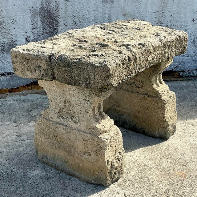 Vintage Boho 1920s Cardinal House Celtic Cross Stone Console Table For Sale - Image 4 of 11