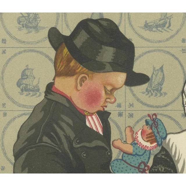 Childrens Traditional Dress from Urk with Embroidered Aprons and Silver Details from The National Costumes of Holland, 1932 For Sale - Image 4 of 10