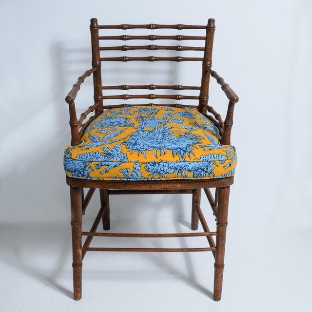 English Pair English Aesthetic Movement Faux Bamboo Chairs ,Sussex Style, C1890-1900 For Sale - Image 3 of 10