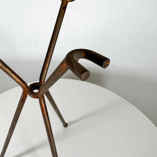 Vintage Sculptural Tripod Stand Fire Tool Set Holder For Sale In San Diego - Image 6 of 8