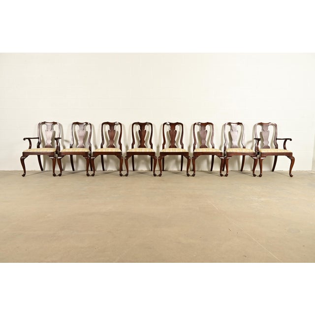 Henkel Harris Queen Anne Solid Mahogany Armchairs, Pair For Sale - Image 15 of 16