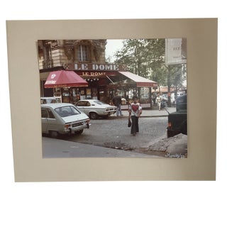 Framed 1977 Signed Photograph of Le Dome Cafe Boulevard St. Germain Paris For Sale