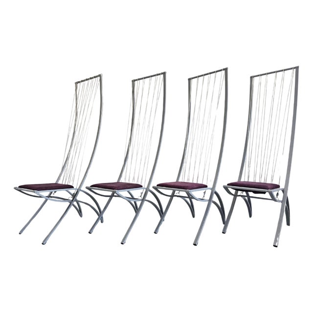 Postmodern Sculptural Harp Dining Chairs from Dietrich Design, 1980s, Set of 4 For Sale