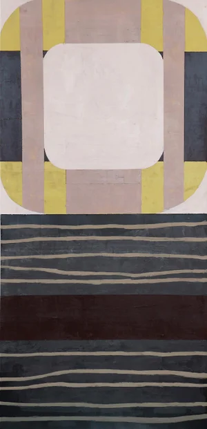 Kazaan Viveiros, Tribal Stripe Chartreuse, Painting on Paper, 2023