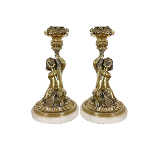 Napoleon III Gilt Bronze Candlesticks, 19th Century, Set of 2