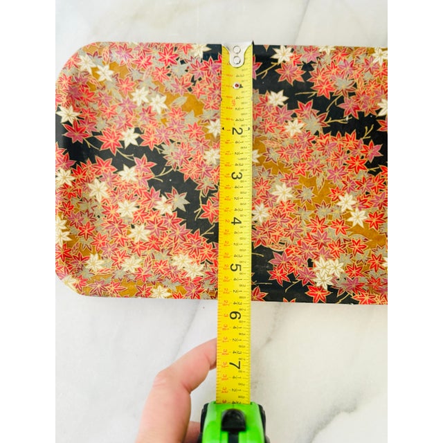 Mid 20th Century Japanese Washi Paper Tray With Maple Leaf Design Tray For Sale - Image 5 of 8