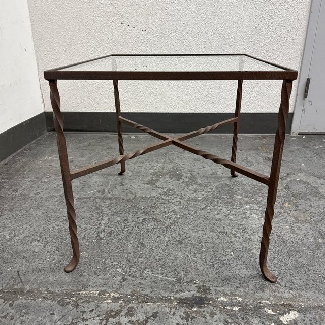 Cast Iron + Glass Side Table For Sale - Image 4 of 12
