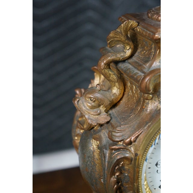Antique French Louis XV Rococo Sèvres Style Hand Painted Porcelain Mantel Clock For Sale - Image 11 of 18