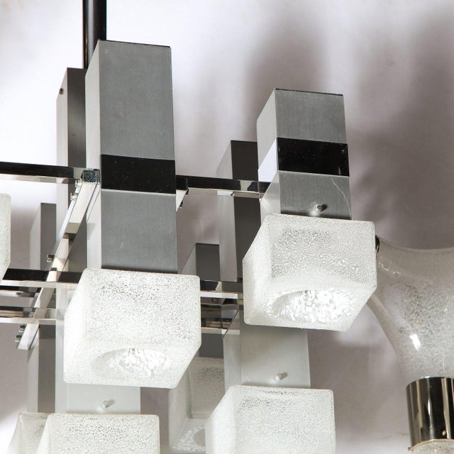 Mid Century Modern 8 Arm Chrome & Mottled Murano Glass Chandelier by Sciolari For Sale In New York - Image 6 of 11