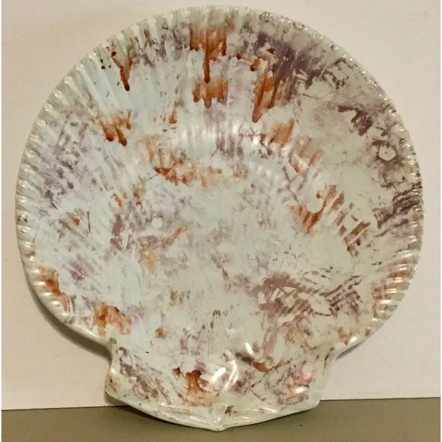 Antique 19th century Wedgwood pink moonlight luster pearlware scallop shell serving dish. Impressed marks to the base with...
