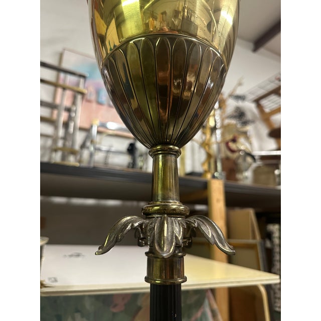 1950s 1950s Neoclassical Brass Chalice Torchiere Floor Lamp For Sale - Image 5 of 7