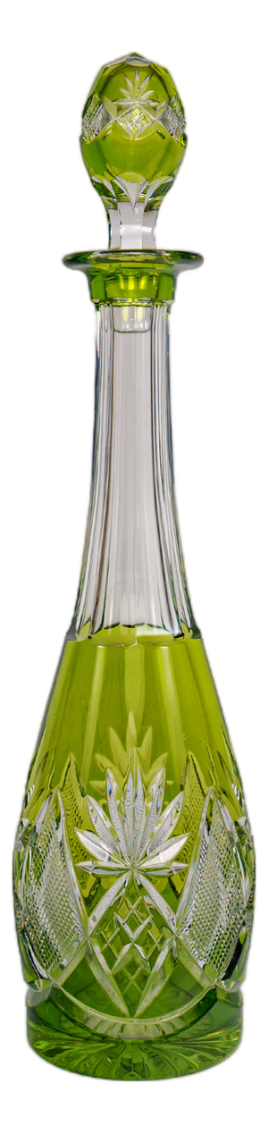 Green Flashed and Cut Crystal Berncastel Decanter from Val St. Lambert, 1950s