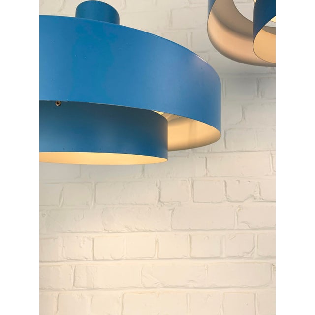 Blue Equator Pendant Lamps by Jo Hammerborg for Fog & Mørup, 1968, Set of 2 For Sale - Image 6 of 16