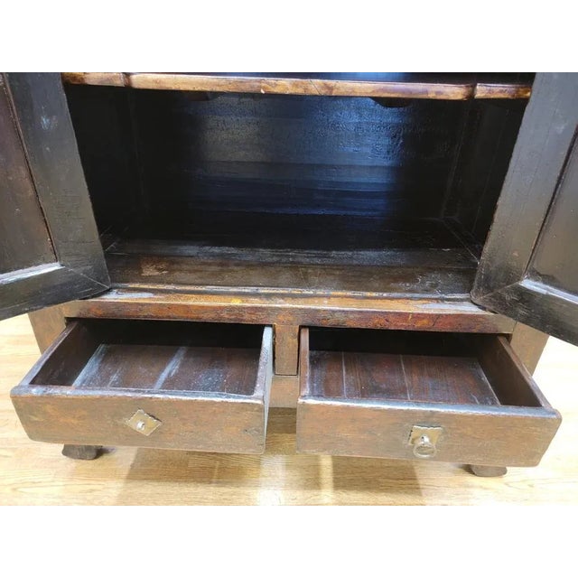 Antique Shanxi Province Elmwood Lacquered Cabinet For Sale - Image 9 of 12