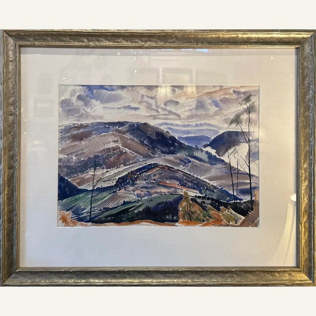 William C. Grauer watercolor of a countryside circa 1940s. On heavy weight paper. William Grauer was a painter, muralist,...