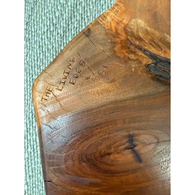 Wood Walnut Live Edge Wood Slab Side Table For Sale - Image 7 of 12