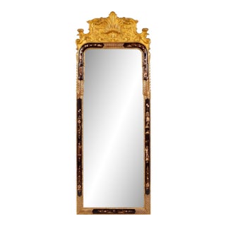 Md-Century Italian English Georgian Style Trumeau Giltwood Chinoiserie Mirror For Sale