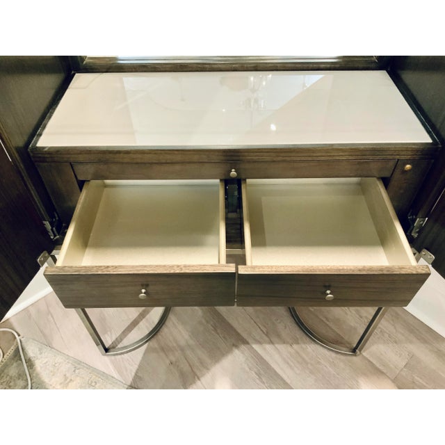 Caracole Modern Silver and Walnut Finished La Moda Bar Cabinet For Sale - Image 9 of 12
