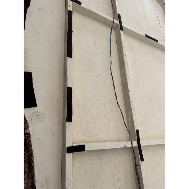 Wood Warren Long Monumental Signed Cheetah Painting in Artist-Made Salvaged Tin Frame, 68” For Sale - Image 7 of 8