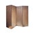 Antique Chinoiserie-decorated painted leather folding screen featuring hand-tooled details and traditional architectural...