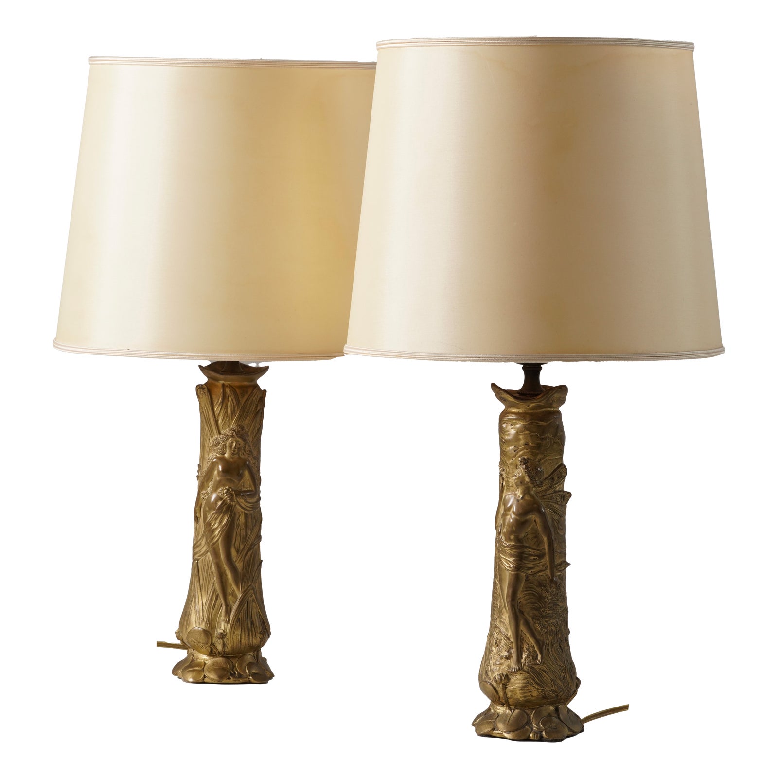 Art Nouveau Bronze Table Lamps by Paul Louchet, France, 1900s, Set of 2 ...