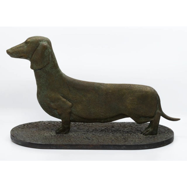 Mid-Century Modern Mid 20th Century Dachshund Bronze Sculpture with Boot Scraper For Sale - Image 3 of 9