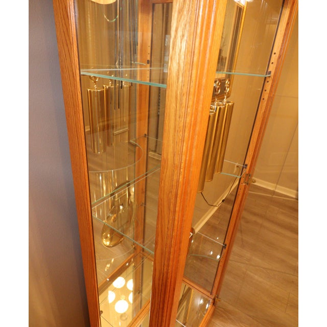 Wood Howard Miller “Eternity Ii” Curio Grandfather Clock, Model 610-683, Oak Case With Illuminated Mirrored Interior For Sale - Image 7 of 18