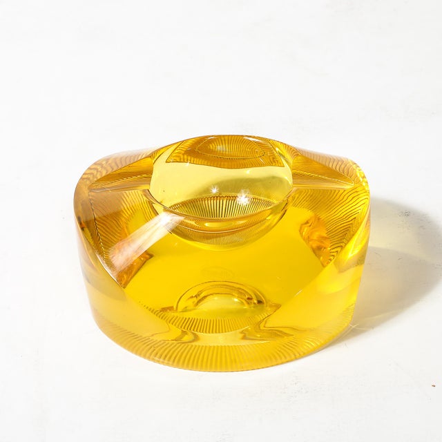 Mid-Century Modernist Citrine Crystal Ashtray Signed Moser For Sale - Image 11 of 17