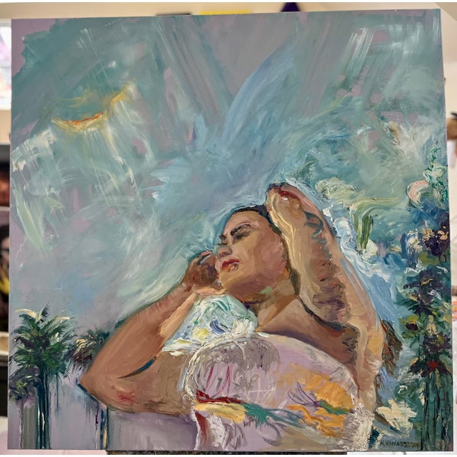 "Hello Sunshine", Original Oil Painting, Wood Framed, by Van Ness For Sale - Image 9 of 12