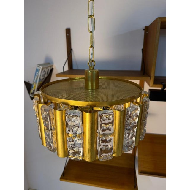Orrefors Brass and Glass Pendant Lamp by Carl Fagerlund for Orrefors For Sale - Image 4 of 11