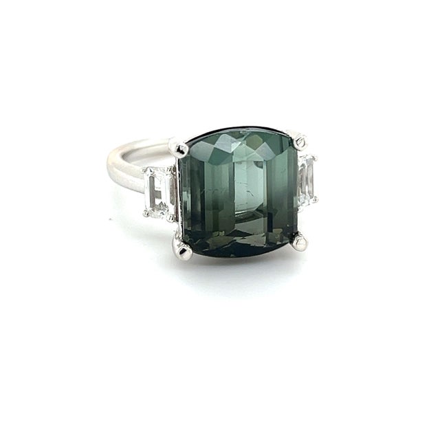 Natural Tourmaline Sapphire Ring 7 14k W Gold 8.7 TCW Certified For Sale In New York - Image 6 of 14