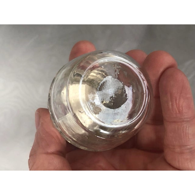 Transparent Antique Glass Inkwell Bottle With Brass Hinged Lid For Sale - Image 8 of 13