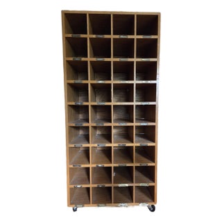 1970s Vintage Mail Sorter Cabinet - Oak For Sale