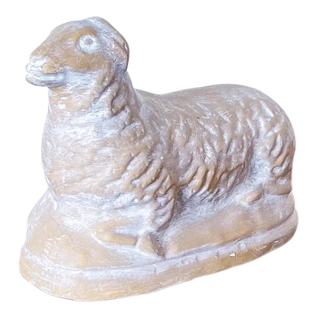 Vintage Cast Lamb / Sheep Paper-Weight or Door-Stop in Terra-Cotta / Plaster For Sale