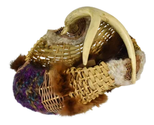 Vintage Hand Woven Handmade Basket With Antler Handle