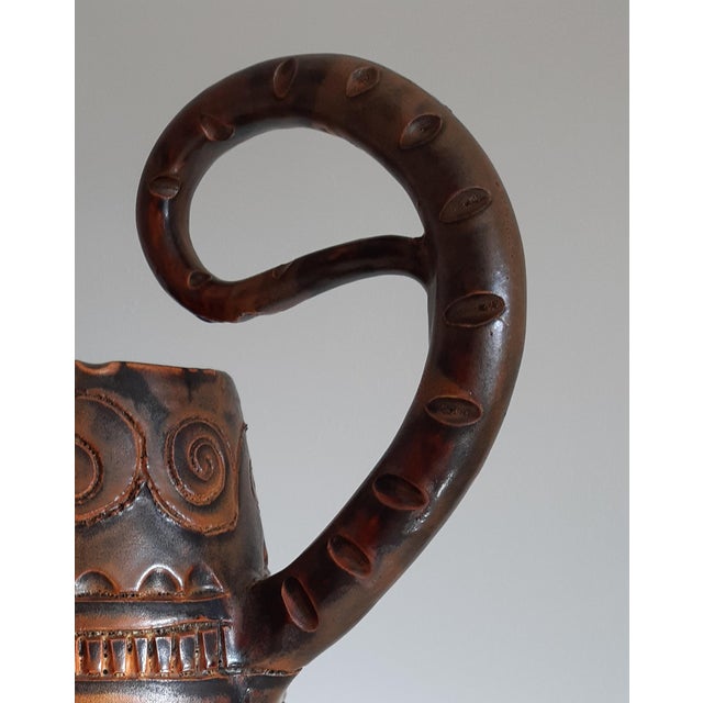 Ceramic Zoomorphic Pitcher with Scarified Decoration by Huguette Bessone For Sale - Image 5 of 12