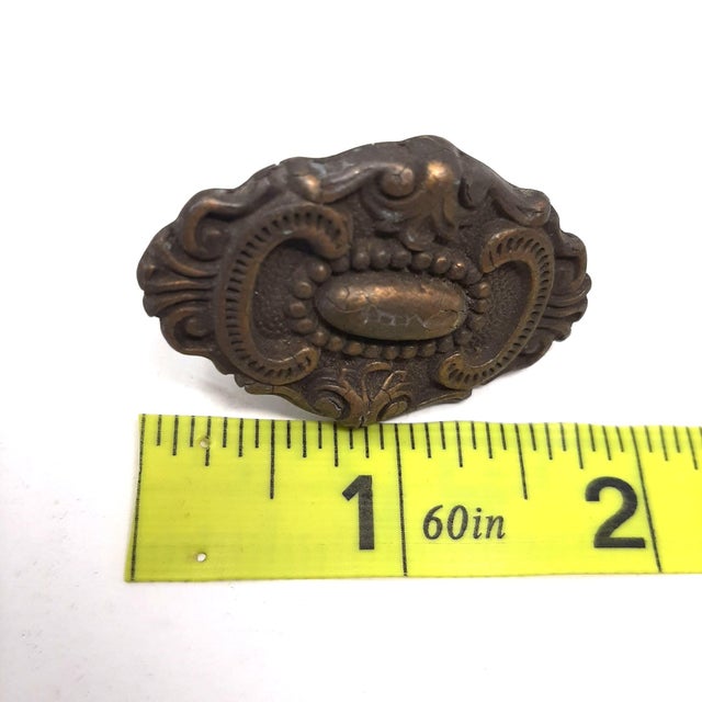 Metal Early 20th Century Ornate Drawer Knob Metal Hardware - Lot of 3 For Sale - Image 7 of 9
