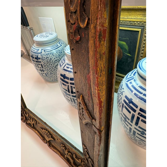 Vintage Hand Carved Wood Picture Frame With Folk Floral Motifs For Sale - Image 11 of 18