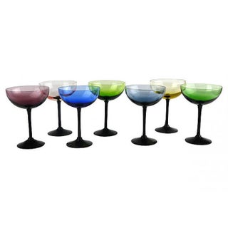 Vintage Mixed Colored Cocktail Stemware - Set of 7 For Sale