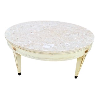 Vintage Neoclassical Round Coffee Table Marble Top For Sale