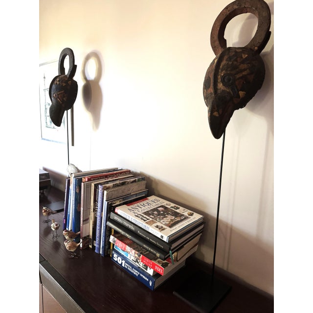 Hand-Carved African Bird Masks with Polychrome Pigments, Mid-20th Century, Set of 2 For Sale - Image 16 of 17