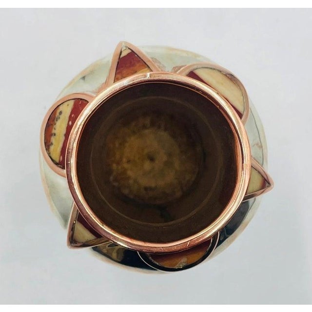 Metal Vintage Silver Plated Flower Vase With Jasper Stone Inlay by Emilia Castillo For Sale - Image 7 of 16