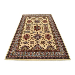 Kazak Rug 8’9” X 11’10” Beige Wool Tribal Hand-Knotted Oriental Carpet For Sale