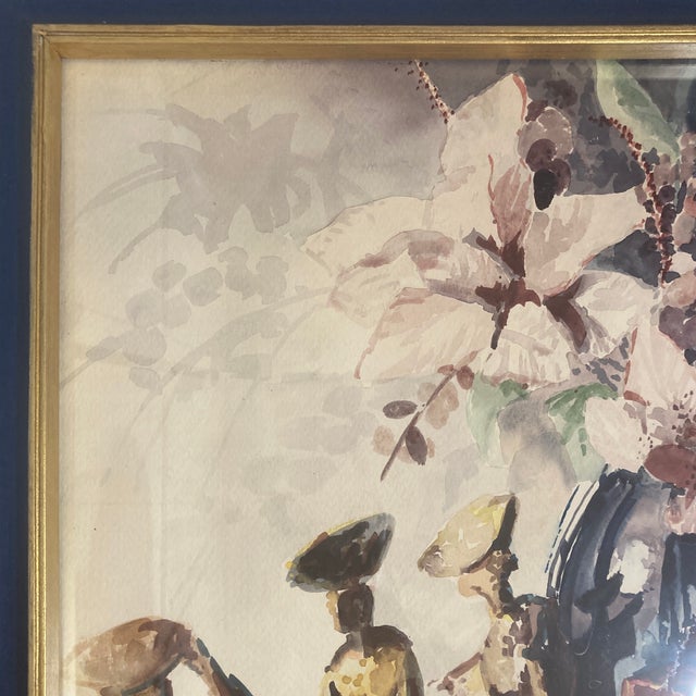Mid-Century Modern Surrealist Watercolor Painting "Escape" – Framed & Signed For Sale - Image 6 of 12