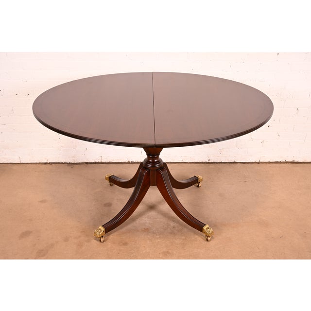 Stickley Georgian Mahogany Pedestal Extension Dining Table, Newly Refinished For Sale - Image 16 of 16